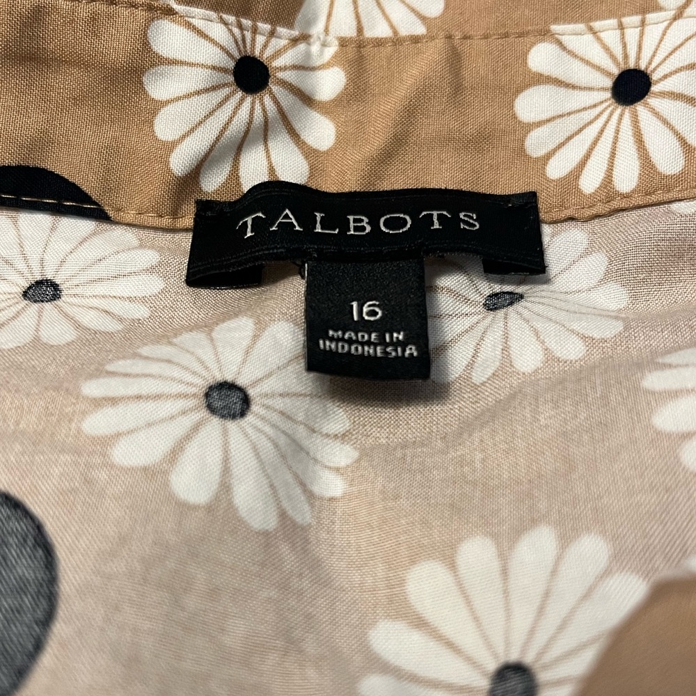 Talbots Beige Floral Dress with Black Accents - Picture 4 of 5